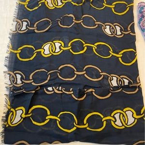 Chain scarf navy blue and gold